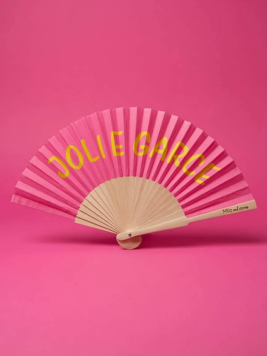 Éventail pliable rose "JOLIE GARCE"