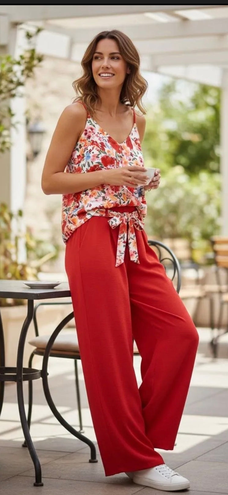 Pantalon Palazzo Fluide Rouge